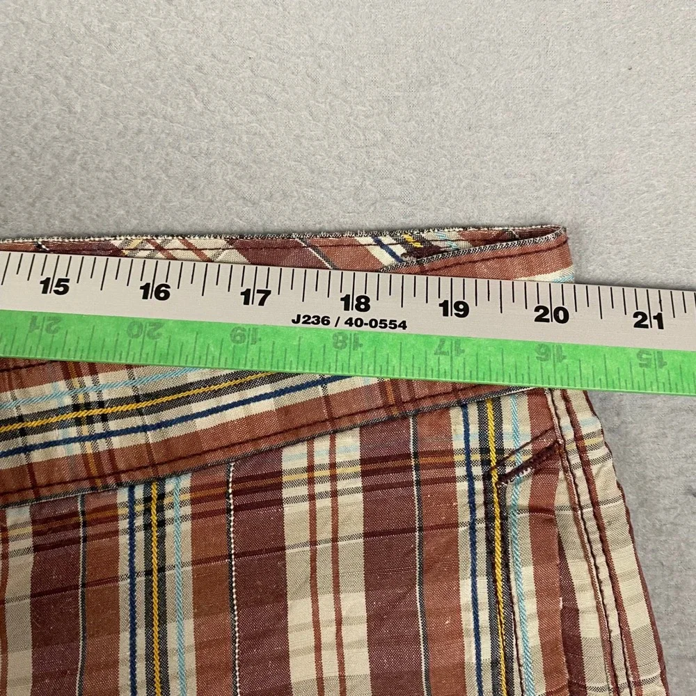 Tommy Bahama Plaid Shorts Mens 40 Brown Linen Silk Blend Flat‎ Front Check Golf